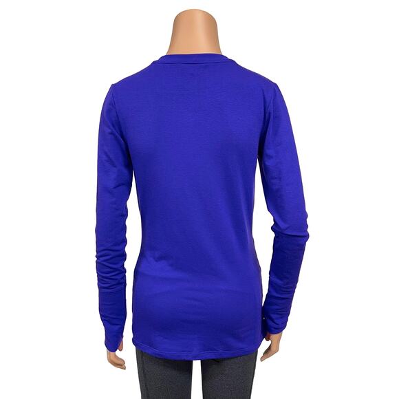 Under Armour ColdGear Henley Sz S Women's Blue Purple Iris Long Length Knit Top - Picture 2 of 7